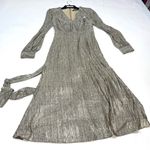 Badgley Mischka Gold Pleated Midi Dress Size 6 Photo 6