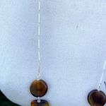 Liz Claiborne Vintage Retro Statement Necklace Silver Brown Tortoiseshell Long Photo 4