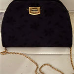 Frenchy of California Black Floral Velvet‎ Evening Shoulder Bag Photo 0