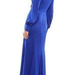 Mac Duggal Empire Long Sleeve Satin Trumpet Gown in Royal Blue Size US 4 Photo 1