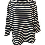 Talbots Women's Striped 3/4 Sleeve Pullover Long Sleeve Tee Black White Size 2X Photo 0