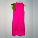 J.Crew Swingy Bow Neck Hot Pink Bronze Bow Dress Size XXS Photo 3