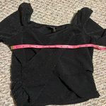 1. State  Cropped Textured Wrap Top Black Glitter Shimmer- Size Small Photo 4