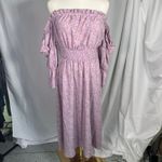 Vestique Purple Floral Off Shoulder Midi Dress Size L Ruffle Sleeves Smocked Photo 1
