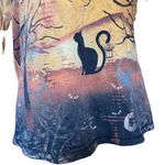 I.B.Diffusion Orange Halloween Fall Spooky Black Cat Witchy Novelty Festive Top Size M Photo 2