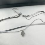 Layered Snake Chain Geometric Rhombus Cross Pendant Necklace for Men Women Silver Photo 2