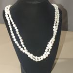 Blue Nile Freshwater Pearl Strand Necklace 52 Inches Extra Long Vintage Knotted White Photo 0