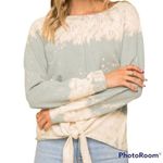 Hem & Thread  small mint tie front tie dye sweatshirt long sleeve pullover NWT Photo 0