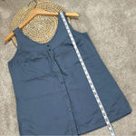 Nau Sleeveless Button Front Top Blouse Organic Cotton Silk in Blue Size M Size M Photo 9