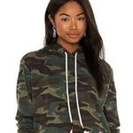 Sundry  Womens Hoodie Sweatshirt Green Pullover Camo Kanga Pocket Long Sleeve 2 Photo 0