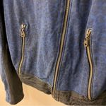 Doma Leather OOAK reworked moto Jacket, blu with animal print and back graphic S Black Photo 5