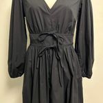 J.Crew Black V Neck Long Puff Sleeve Pleated Bows Gretchen Dress 4T 4 Tall NWT Photo 2