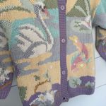 Vintage Together Women’s Small Rare Pastel Swan Knit Cardigan Photo 2