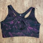 Tek Gear Black Purple Printed Razorback Sports Bra Medium Support Size Large Photo 1