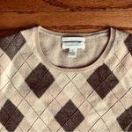 Charter Club  RARE 100% Cashmere Argyle Crewneck Brown Tan Sweater Women’s Size S Photo 1