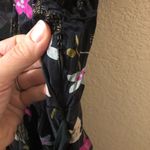 Free People  Black Floral V-Neck Knee Length Silk Dress - XS Photo 3