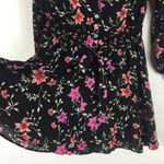 Free People Lighten Up Black Floral Long Sleeve Button Aline Mini Dress XS Photo 9