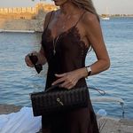 ZARA  Elegant Brown Lace Slip Dress blogger favorite satin mini Photo 1