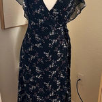 Drew ANTHROPOLOGIE  Navy Floral High Low Wrap Dress‎ Size XS Photo 0