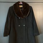 Sachi Collection Vintage angora lambs wool long winter coat mink Fur collar 14 Black Photo 1