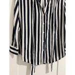 Rails $198  Collette Tie Neck Button Down Shirt - Navy Stripe - Medium Photo 2
