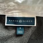 Karen Scott gray 3/4 sleeve sweater with white shirt collar size small Photo 7