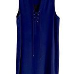 Amanda Uprichard Navy Blue Mini Dress Tie Neck 100% Silk Designer Short Sz Small Photo 0