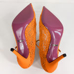 Gucci  Orange Virginia 95 mm Lace Pumps Mary Jane Pointed Toe Women's EU 37 US 7 Photo 8