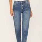 Cleo + Wolf Women's High Rise Straight Dark Wash Button Fly Denim Jean Size 28 Blue Photo 1