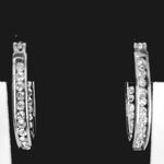 Double Sided Sterling Silver & Crystal Hoop Earrings Photo 0