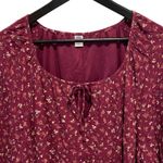 Old Navy Floral Print Mini Dress Maroon Tie Neck Long Sleeve XXL Photo 1