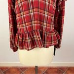 BLANK NYC Ruffle Plaid Print Keyhole Shirt Photo 4