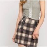 POL ✨ Mini Skirt Size S Brown Tan Plaid Zip Front Flannel✨ Photo 2