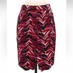 Calvin Klein Red Pink Chevron Herringbone Linen Blend Pencil Skirt Size 4 Photo 1
