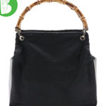 Gucci  BLACK NYLON & GLAZED LEATHER TOTE BAG WITH BAMBOO HANDLES Photo 1