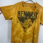 Jimi Hendrix Bleach Splatter Short Sleeve Shirt Size Medium Distressed Worn Yellow Photo 3