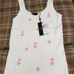Tahari  White Tank Top with Pink Floral Accents Photo 0