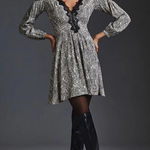 Anthropologie  Black & White Lacy V-Neck Mini Dress Photo 0