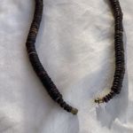 Vintage Chunky Wood Bead Disc Necklace Multiple Shapes Multicolor Western Boho Brown Photo 9