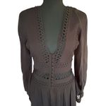 Free People  Black Cutout Crochet Mini Dress – Boho Romantic Long Sleeve Size 4 Photo 3