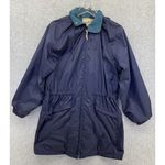 Woolrich  Women's Raincoat Blue Hoodie Size Small Nylon Jacket Cinch Waist long Photo 0