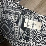 EXPRESS Tie Back Cropped Halter Tank Top Blouse Geo Chevron Black White Size M Photo 4