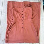 e.issue Rose Mauve Linen Cotton Wide Leg Pantsuit Romper Strappy Back Pockets Size L Photo 0