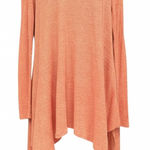 Free People  Coral Peach Oversized Asymmetrical Hem Tunic Sweater Size Medium Photo 0