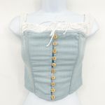 Urban Outfitters  UO Womens Chambray Corset Top Size S Lace Up Back Cottagecore Photo 1