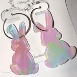 Pastel Tie Dye Pink Blue Green Easter Bunny Boho Retro Pierced Earrings Photo 1