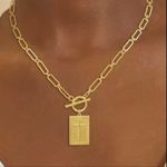 Gold Cross Pendant Paperclip Chain Necklace ~NEW~ Photo 0