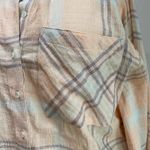 Free People  Paradise Garden Plaid Cropped Button Up Top Batwing Sleeve XS Photo 10