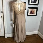 Jovani  Evening Long Sleeve Beaded Illusion Beige Gatsby Deco Formal Keyhole Gown Photo 10