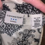 Covington black white satin floral paisley 3/4 flare sleeves button Down blouse Photo 9